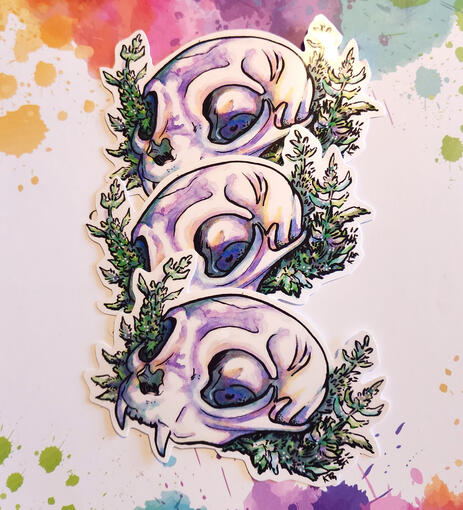 Cat Skull &amp; Catnip Stickers